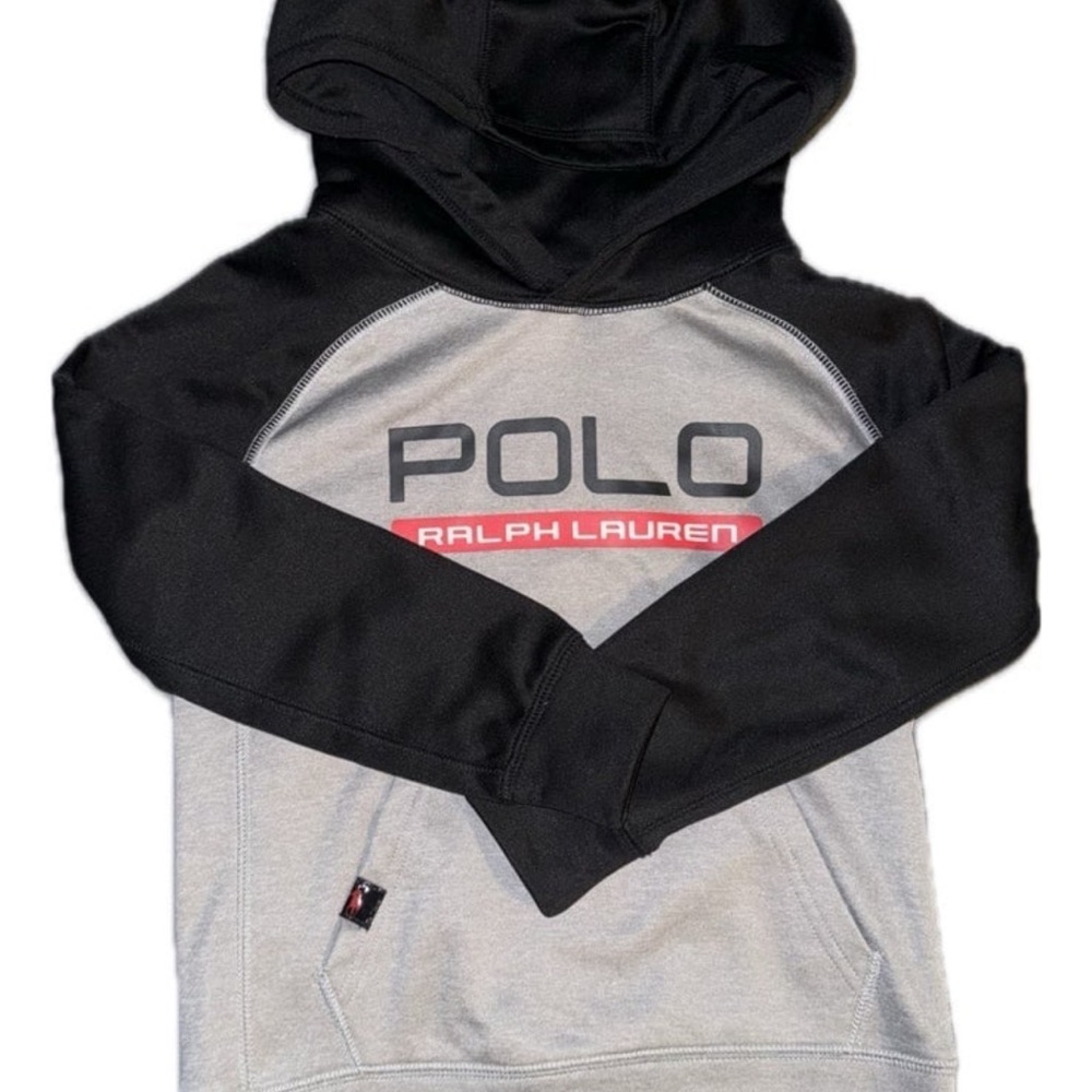 EUC- Ralph Lauren Black and Gray Hoodie Sweater - Size 6